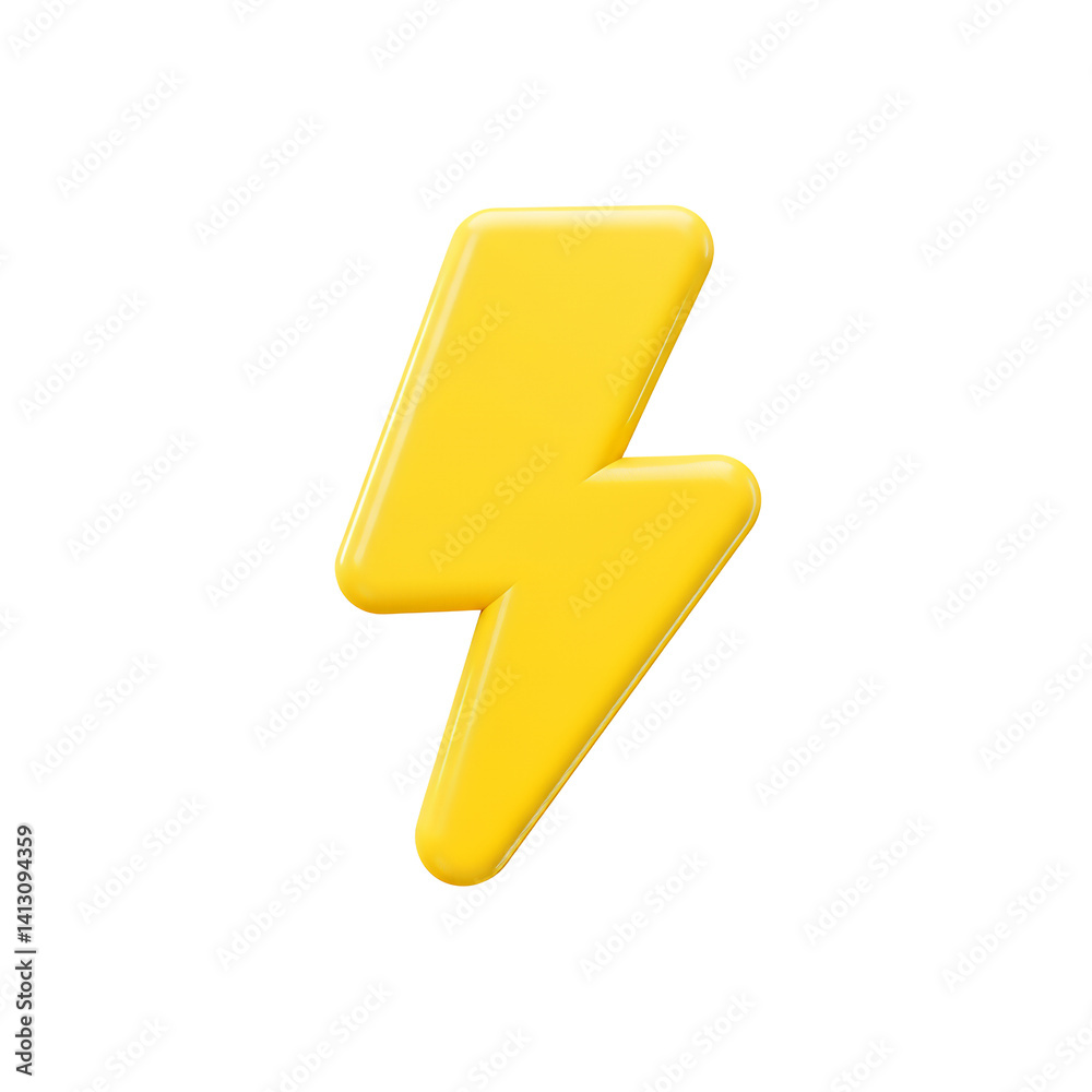 Yellow Lightning Bolt on White Background Power Symbol Yellow Lightning Bolt on White Background Power Symbol