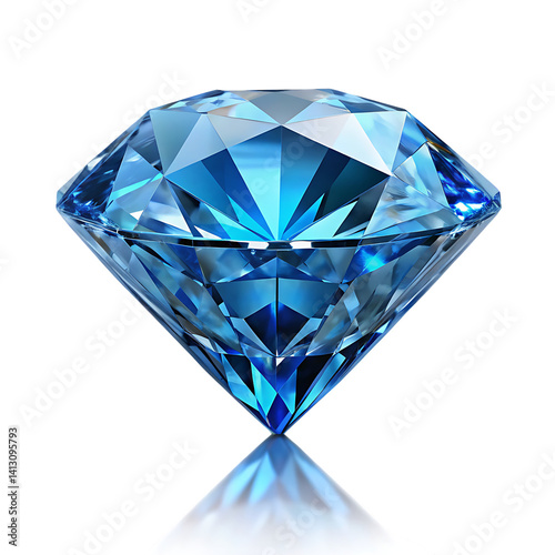 Sparkling light round brilliant cut diamond with shadow and glowing lens flares isolated on white background png