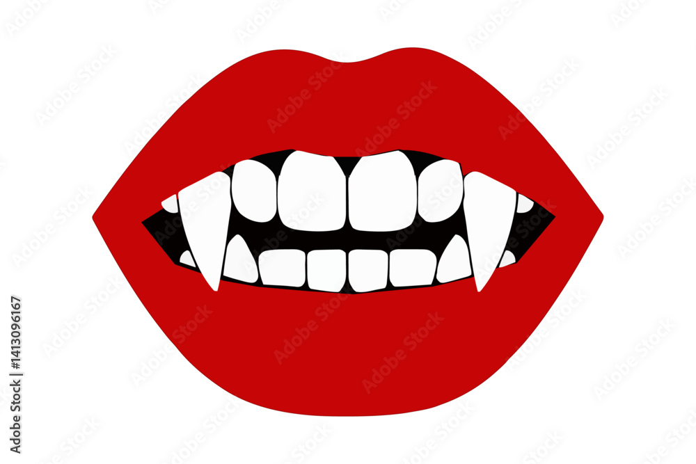 Naklejka premium Vampire mouth with fangs vector