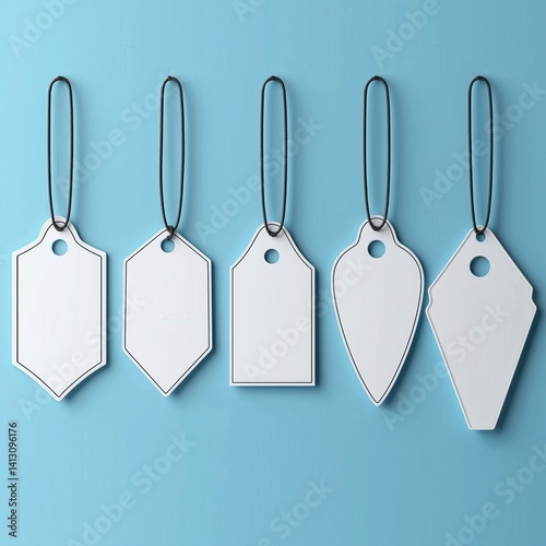 Elegant Custom Labels and Minimalist Price Tags for Modern Retail Branding on White Background