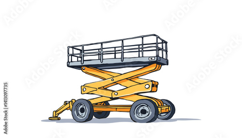 Scissor lift equipment illustration on a white background  