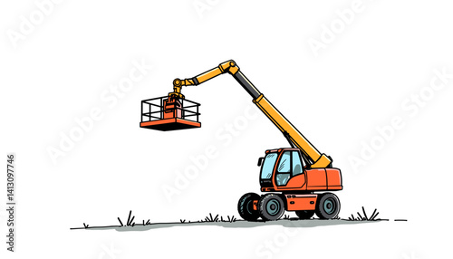 Construction lift operating in an outdoor setting  