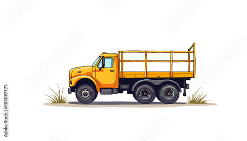 Yellow truck illustration against a simple background  