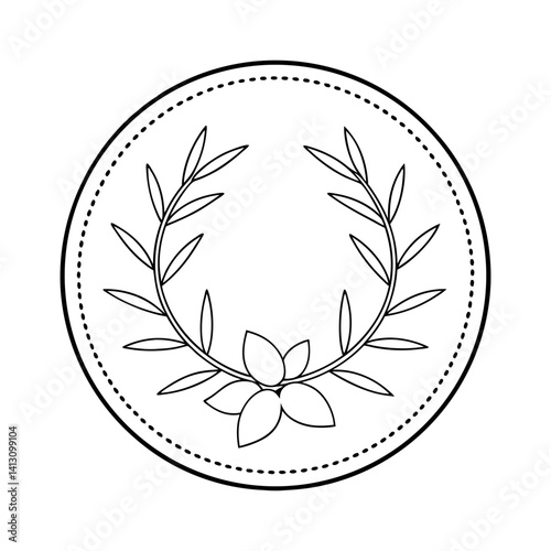 Olive Tree Circle Label Vector Illustration
