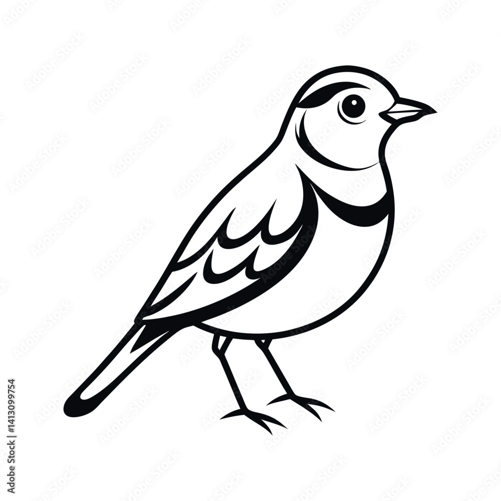 Fototapeta premium Whinchat Bird Outline Vector on White Background