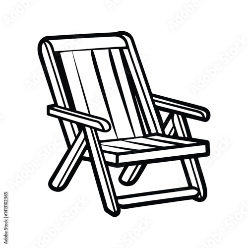 Beach chair icon silhouette vector with white background