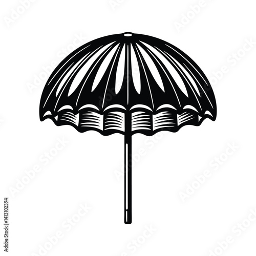 Beach umbrella icon silhouette vector with white background