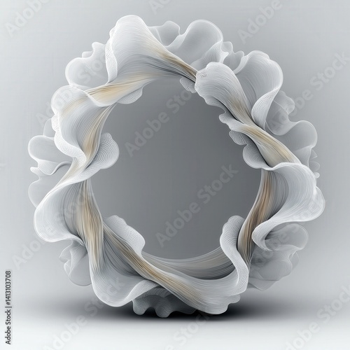 Modern Abstract White Floral Art Design - Elegant Minimalist 3D Textured Shapes and Patterns