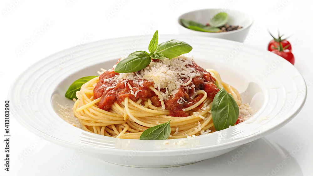 Classic Spaghetti with Tomato Sauce and Fresh Basil