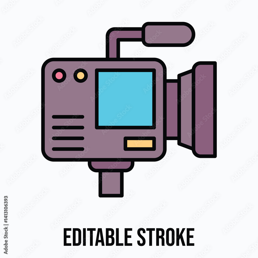video camera icon, filming and videography camera vector icon, Filled Style Isolated Vector Icon. Editable Stroke. video camera icon, filming and videography camera vector icon, Filled Style Isolated Vector Icon. Editable Stroke.