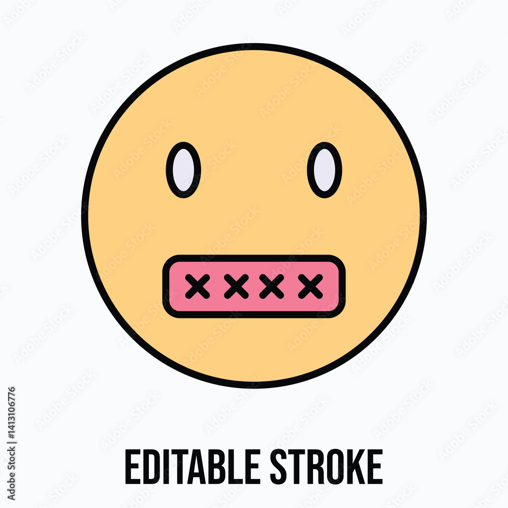 Fototapeta premium censorship emoji Vector Icon, Filled Style Isolated Vector Icon. Editable Stroke. 