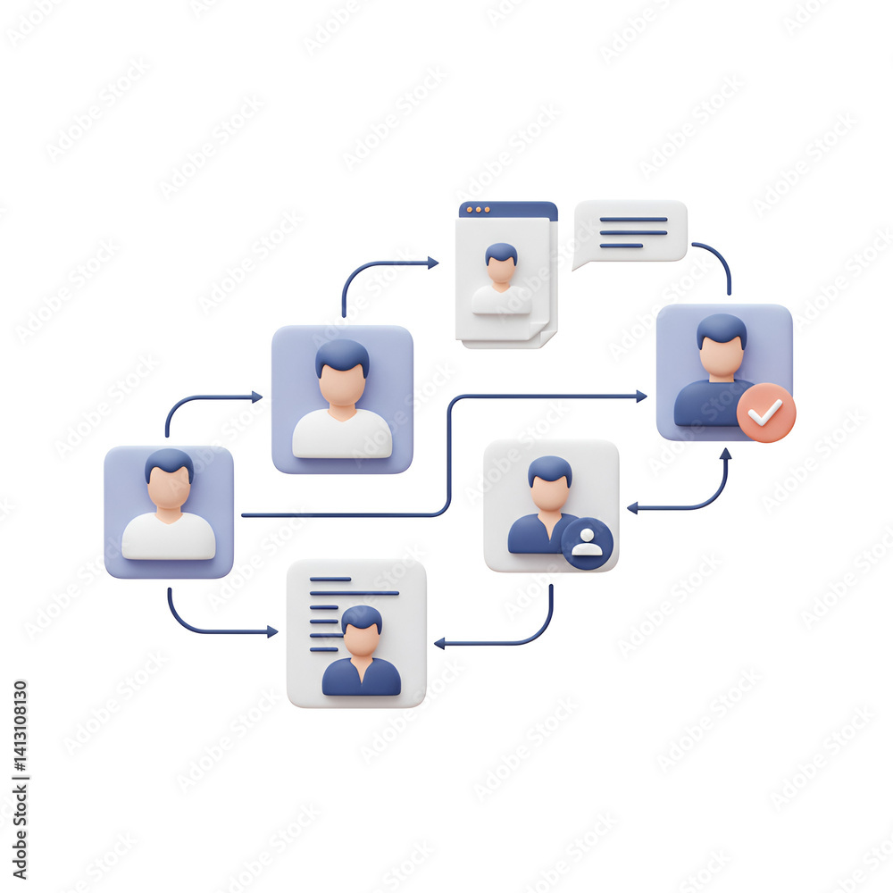 Hiring Process Icon with User Flow Hiring Process Icon with User Flow