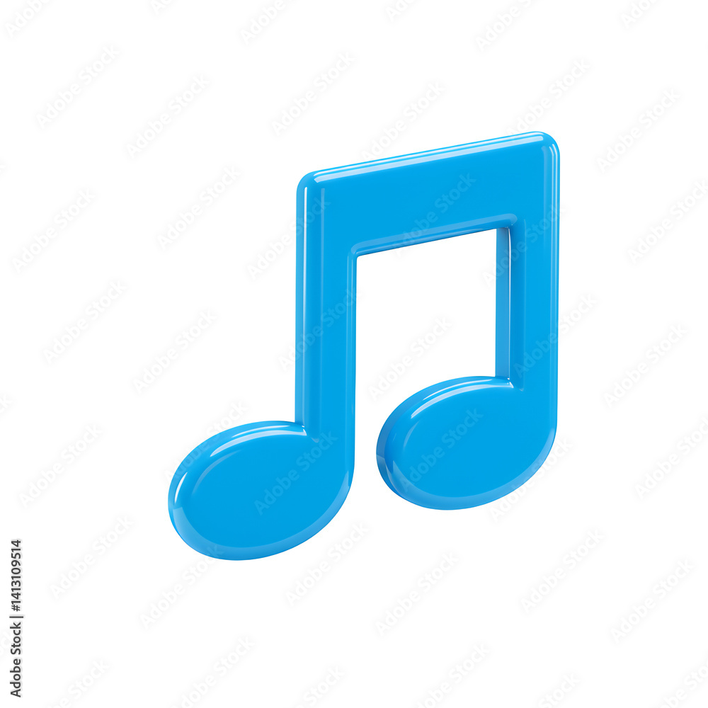 3d Rendering Blue Music Note isolated on white background 3d Rendering Blue Music Note isolated on white background