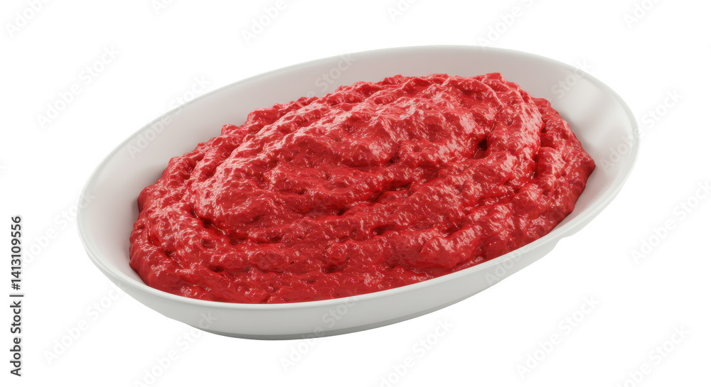 Isolated Ajvar Relish in White Bowl Isolated Ajvar Relish in White Bowl
