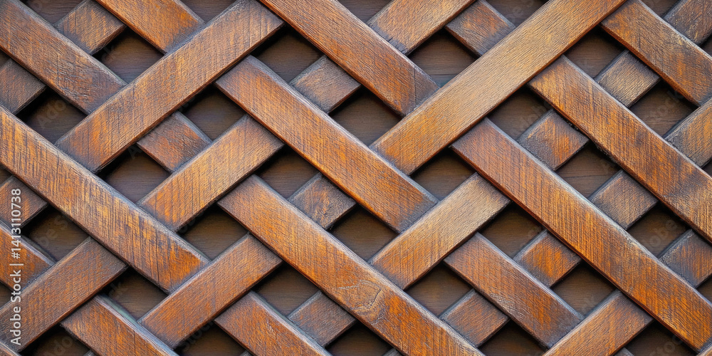 Intricate wooden lattice pattern – interwoven geometric design with natural texture Intricate wooden lattice pattern – interwoven geometric design with natural texture