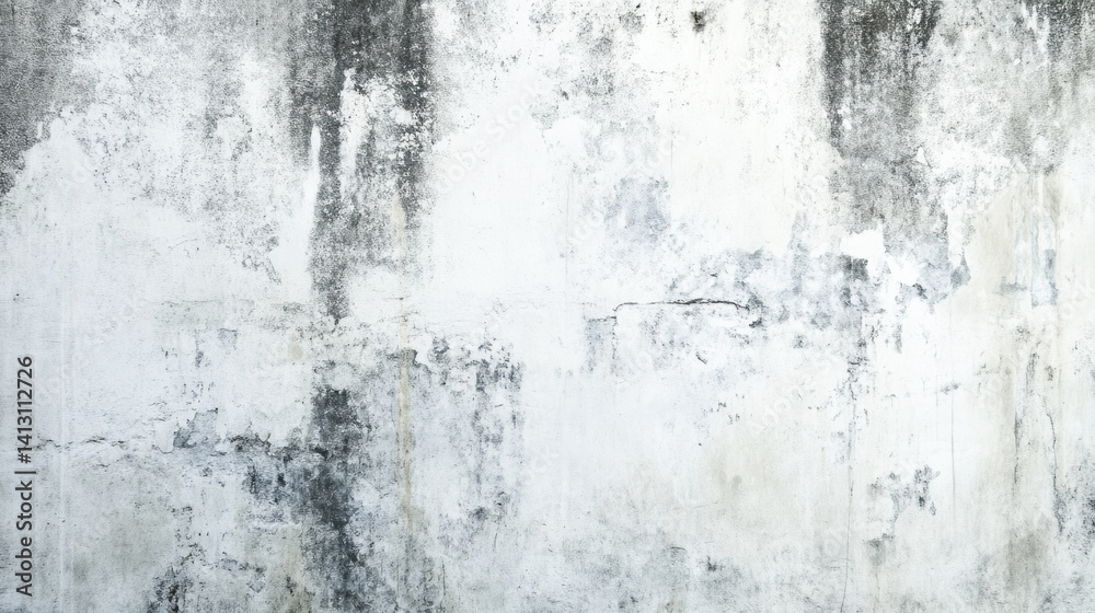 Obraz premium Grungy weathered concrete wall with peeling paint and black stains