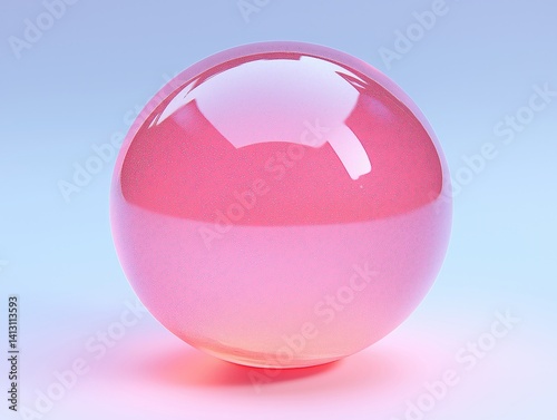 Vibrant Pink Sphere Art - Glossy 3D Render with Playful Pastel Colors and Light Reflections - Minimalist and Modern Decor