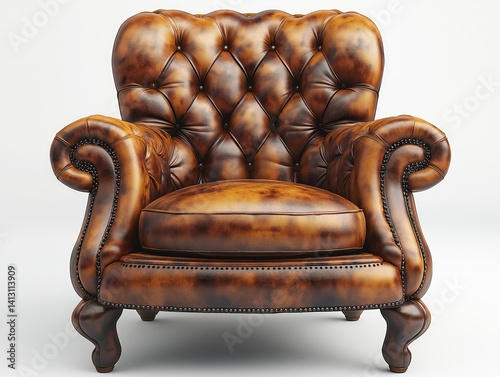 Vintage Leather Armchair with Tufted Upholstery - Stylish and Comfortable Focal Point for Classic Living Room Decor