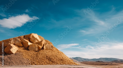 Obraz na płótnie A pile of rocks is on top of a hill w salonie