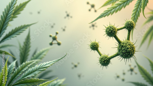 Close-up of Tetrahydrocannabinolic Acid (THCA) crystals on a marijuana leaf. photo
