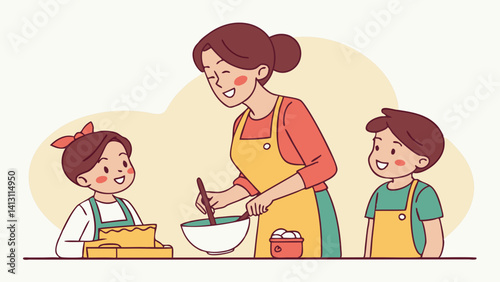Happy Family Baking Together in the Kitchen