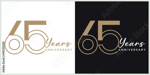 anniversary 65th logotype vector with brown and white color for special celebration day
