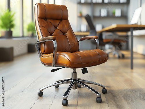 Luxurious Leather Ergonomic Swivel Office Chair - Modern Furniture for Home Office and Workspace Decor