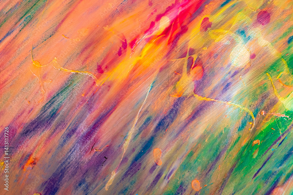 colored paints on the background. different brush strokes with paints. abstract drips and strokes of paints.