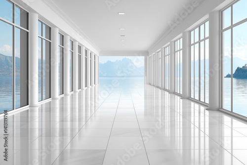 Modern Interior Architecture with Natural Light and Nature View: Minimalist Design, Spacious Elegance