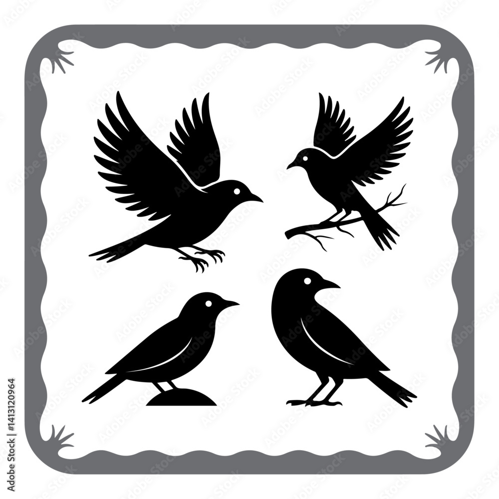 Fototapeta premium Stylized Birds in Motion and Stillness