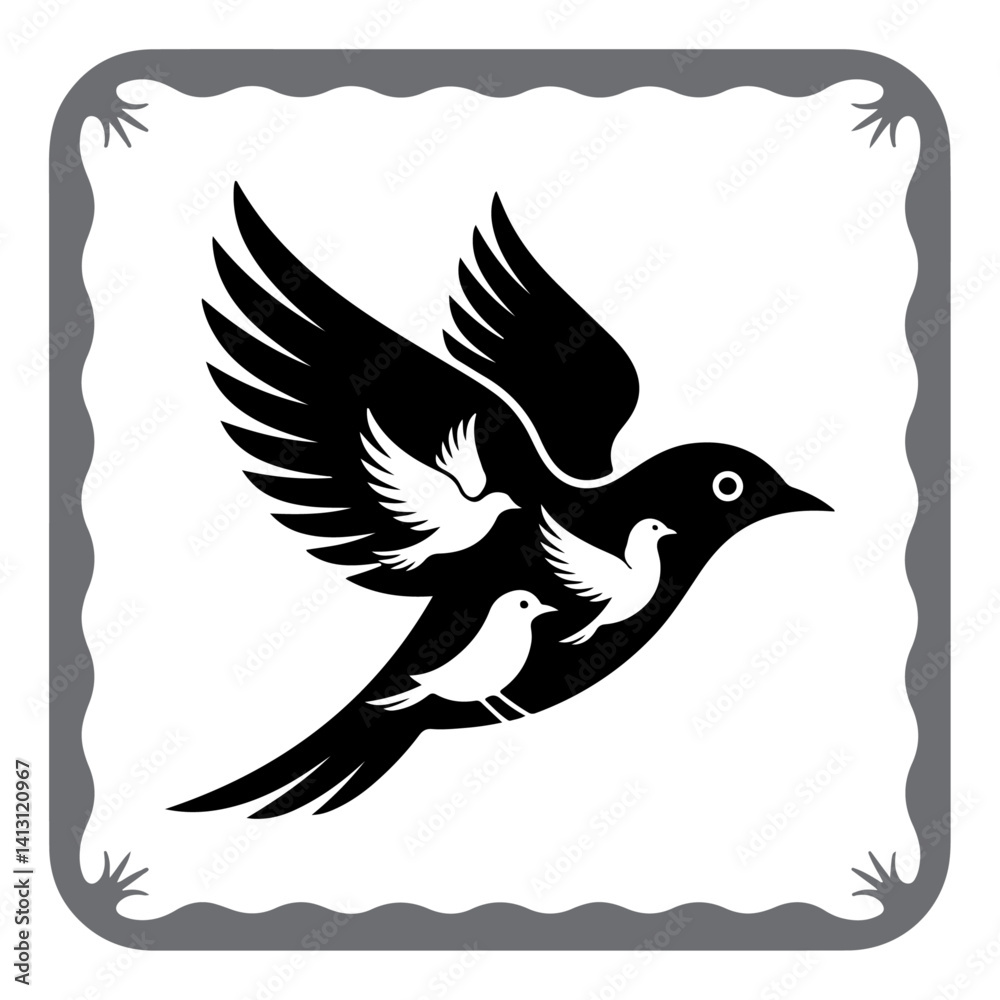 Fototapeta premium Minimalist Black Bird Icons