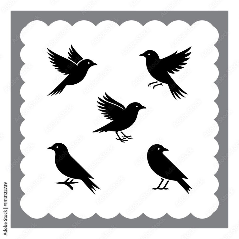 Fototapeta premium Abstract Bird Set – Vector Silhouettes