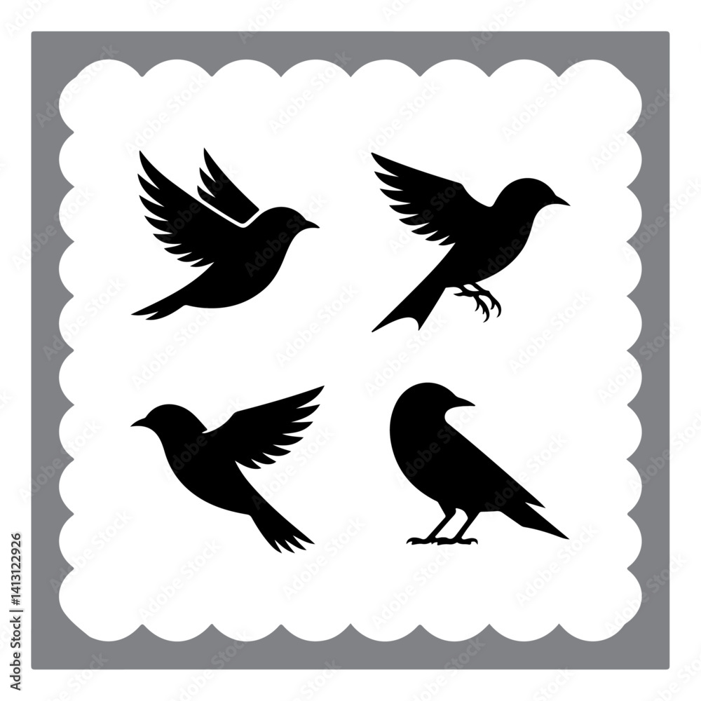 Obraz premium Versatile Bird Icons in Black and White