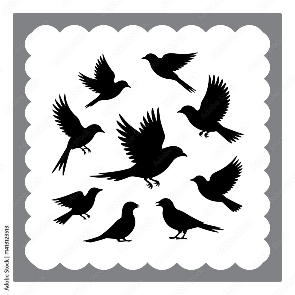 Obraz premium Nature-Inspired Bird Vector Shapes