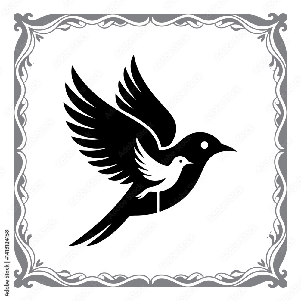 Naklejka premium Bird Life in Minimalist Form