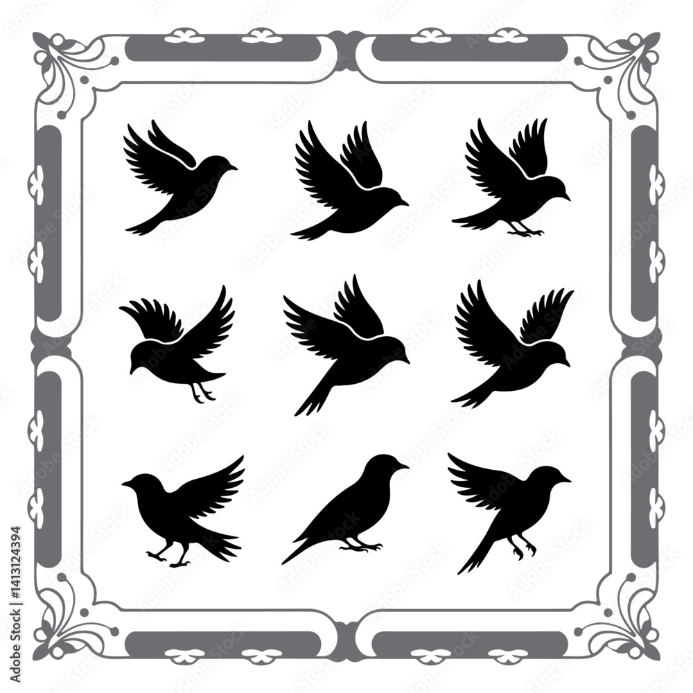 Fototapeta premium Silhouette Compilation of Wild Birds