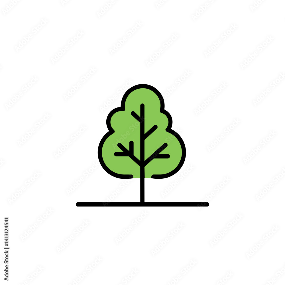 Stylized green tree icon representing nature in flat design