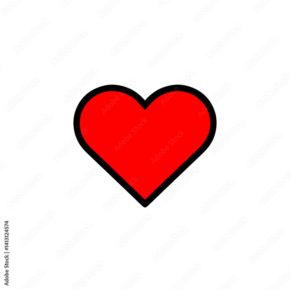 Red heart icon symbolizing love and affection in flat design Red heart icon symbolizing love and affection in flat design