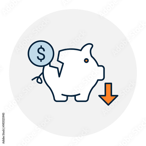 Savings Withdrawal Icon. Bank Funds, Account Access. Illustration for Personal Finance Concept.