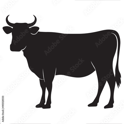"Cow Silhouette Clipart – Farm Animal Vector Graphic for Rustic Design"