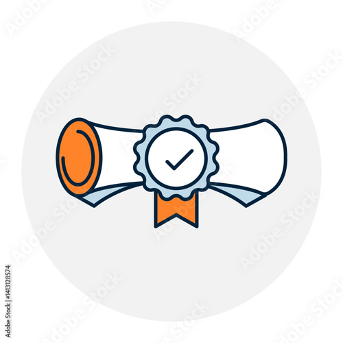 Degree Icon. Graduation, Certificate, Academic Achievement. Illustration for Education and Qualification Concept.