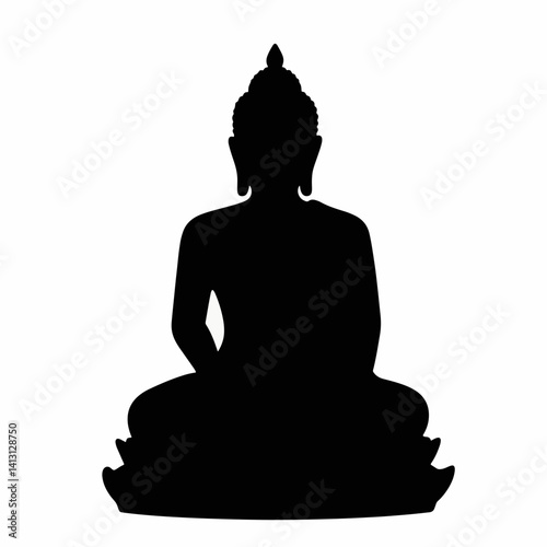 Calm Buddha silhouette in black and white, inner peace concept