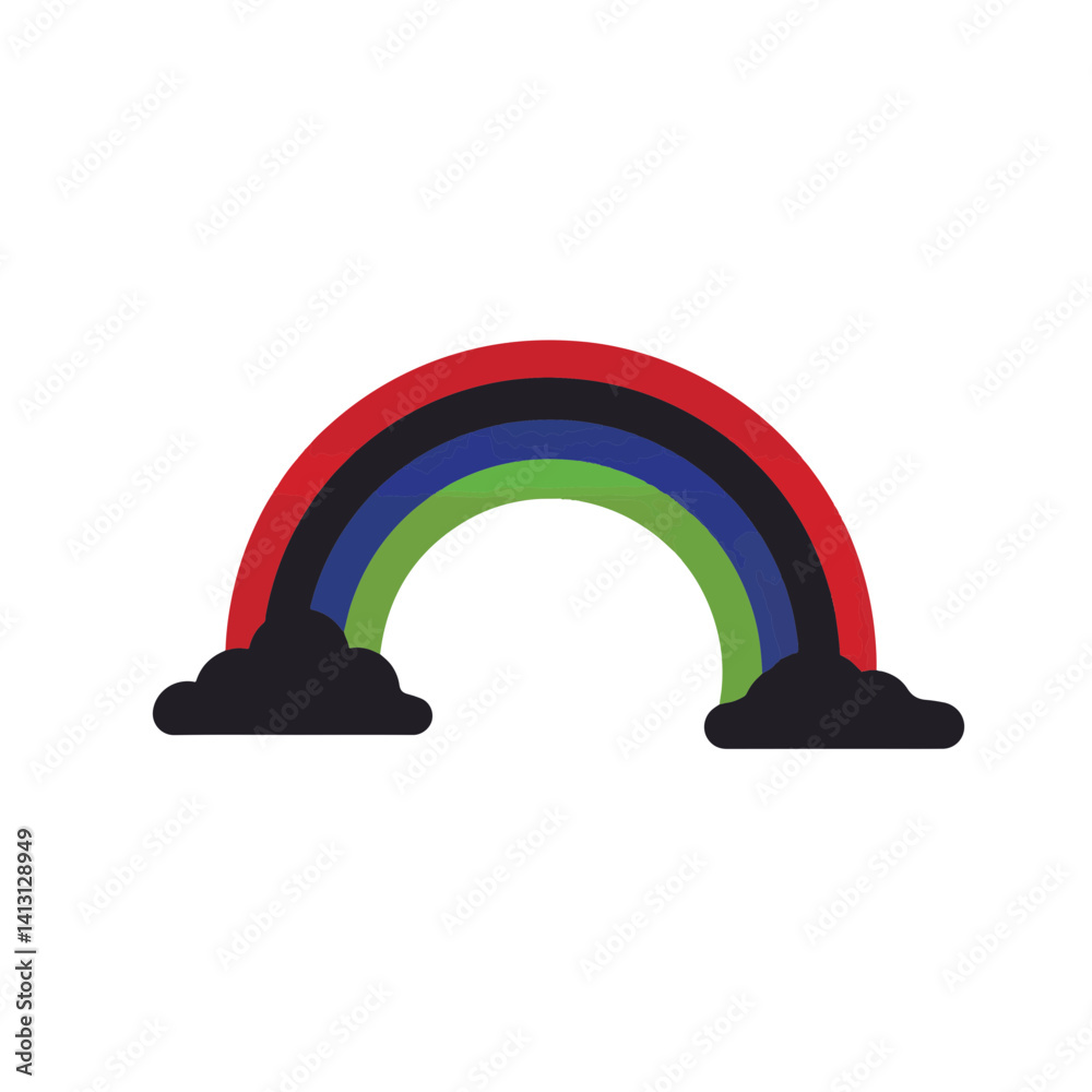Fototapeta premium Colorful rainbow arc silhouette on white background, symbolism of hope