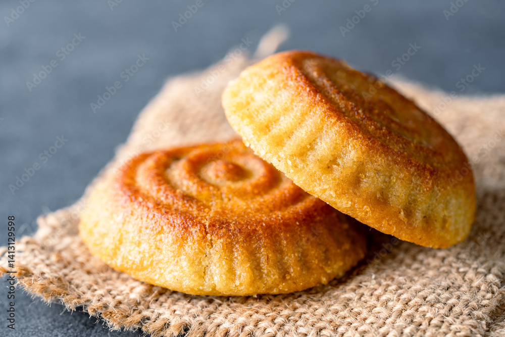 Turkish dessert mamul with date fruit