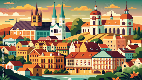 Brno, Czech Republic - August Cityscape, Summer Architecture, Historic Buildings, Travel Destination