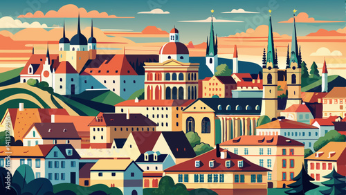 Brno, Czech Republic - August Cityscape, Summer Architecture, Historic Buildings, Travel Destination