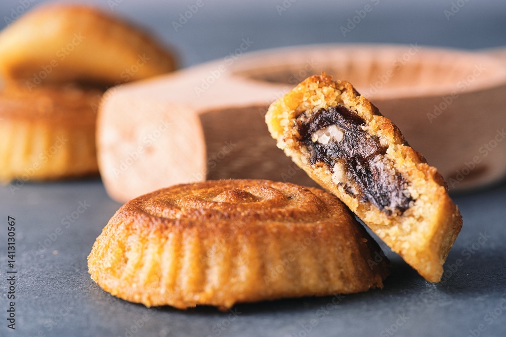 Turkish dessert mamul with date fruit