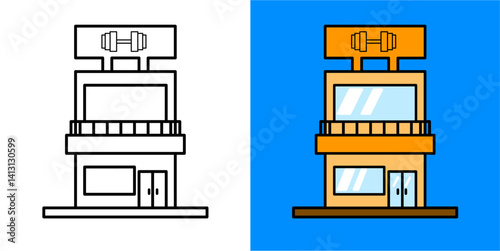 Gym Building. Flat Vector Minimalist Illustration. Sports conceptual