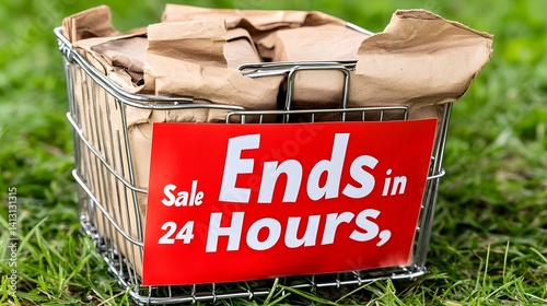 Limited time offer sale ends in 24 hours at local market promotional display outdoor eye-level urgency photo