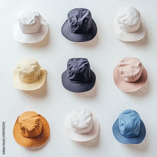 Bucket hats on a white background 